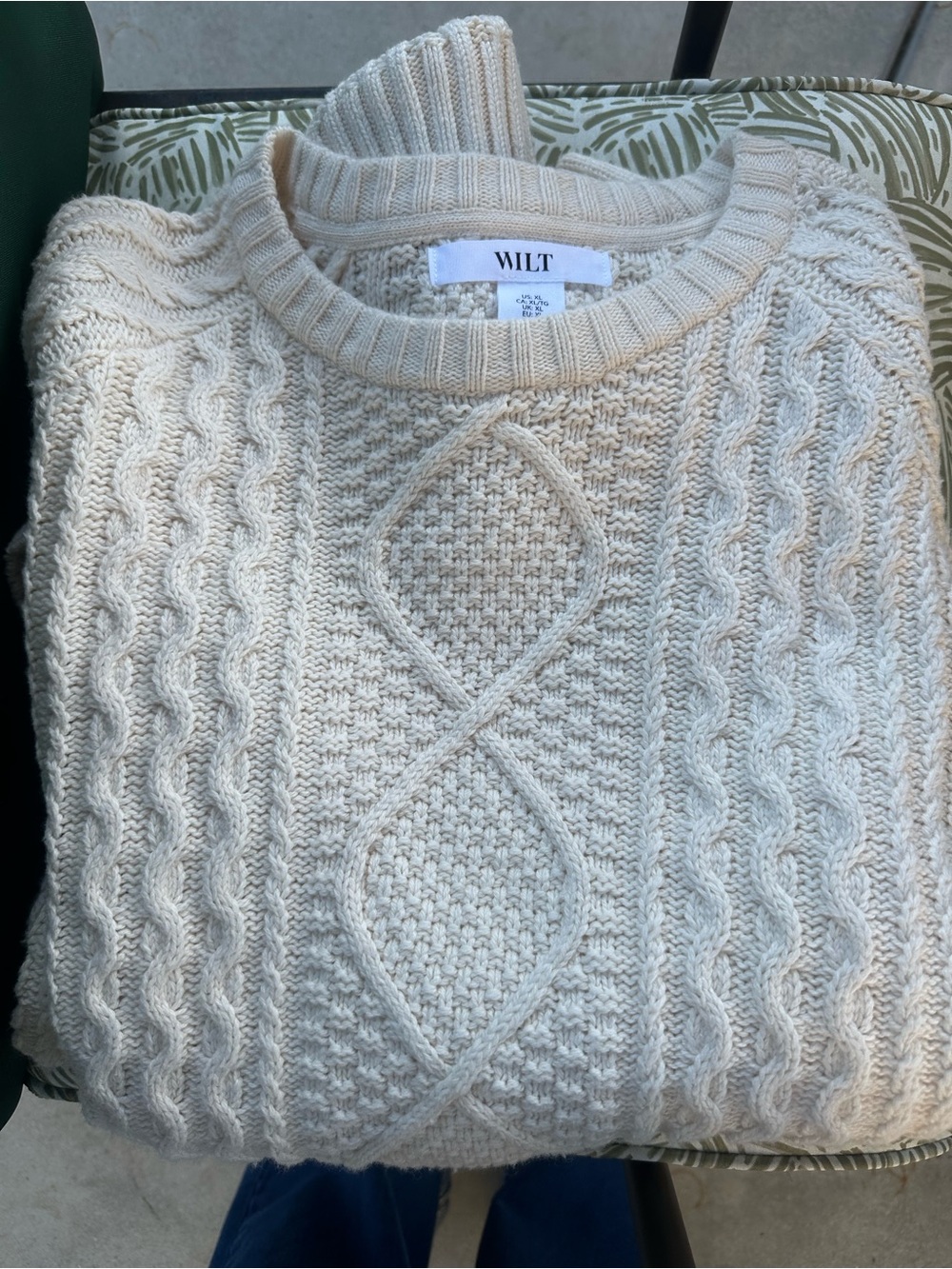 Wilt Cream Cable-Knit Crewneck Sweater